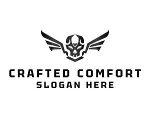 Modern Skull Wings logo design