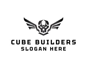 Modern Skull Wings logo design