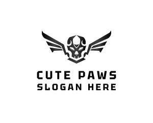 Modern Skull Wings logo design