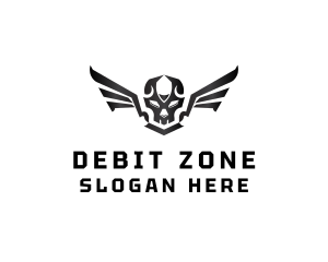 Modern Skull Wings logo design