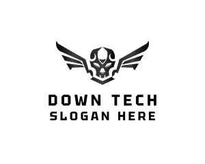 Modern Skull Wings logo design