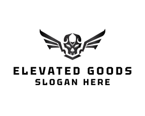 Modern Skull Wings logo design