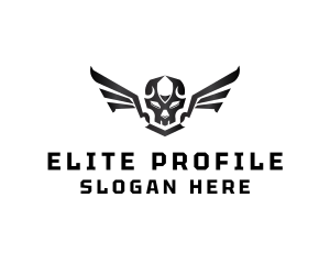 Modern Skull Wings logo design