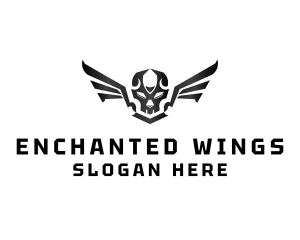 Modern Skull Wings logo design