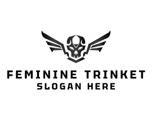 Modern Skull Wings logo design