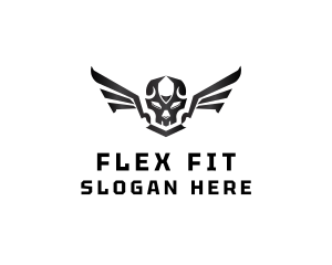 Modern Skull Wings logo design