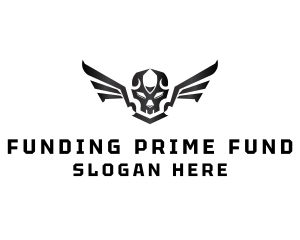 Modern Skull Wings logo design