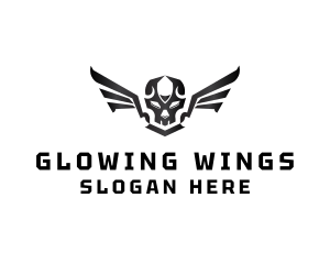 Modern Skull Wings logo design