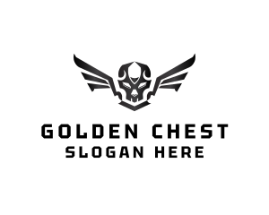 Modern Skull Wings logo design