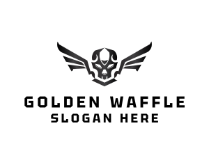 Modern Skull Wings logo design