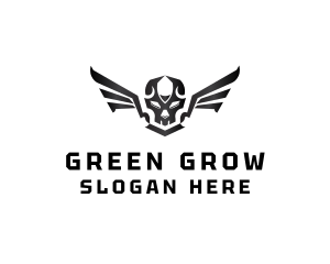 Modern Skull Wings logo design