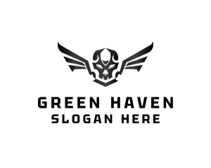 Modern Skull Wings logo design