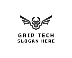 Modern Skull Wings logo design