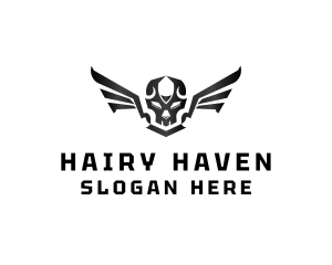 Modern Skull Wings logo design