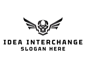 Modern Skull Wings logo design