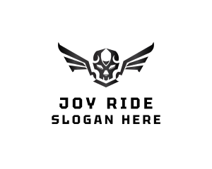 Modern Skull Wings logo design