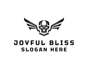 Modern Skull Wings logo design