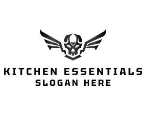 Modern Skull Wings logo design