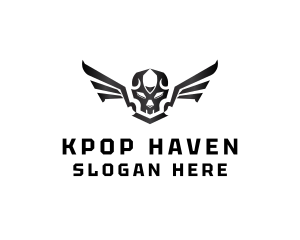 Modern Skull Wings logo design