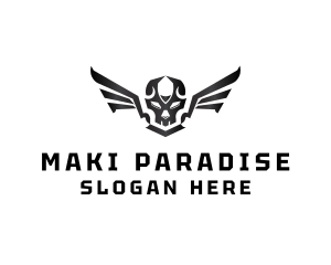 Modern Skull Wings logo design