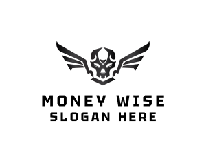 Modern Skull Wings logo design