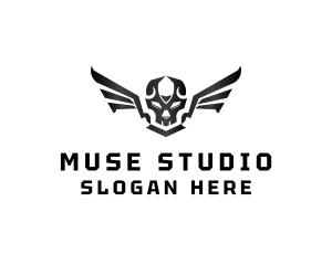 Modern Skull Wings logo design