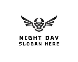 Modern Skull Wings logo design