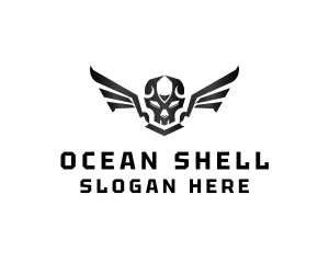 Modern Skull Wings logo design