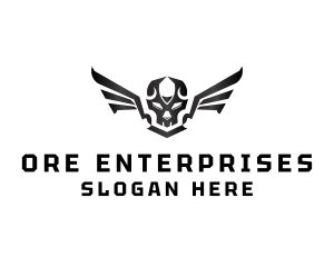 Modern Skull Wings logo design