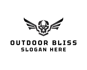 Modern Skull Wings logo design