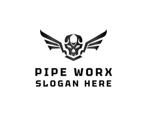 Modern Skull Wings logo design