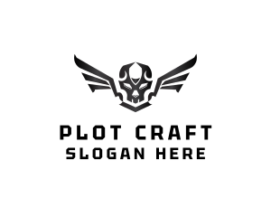 Modern Skull Wings logo design