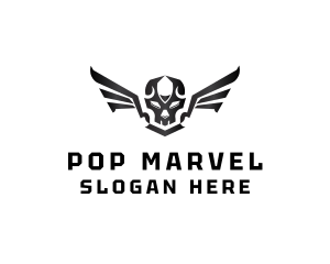 Modern Skull Wings logo design