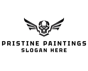 Modern Skull Wings logo design