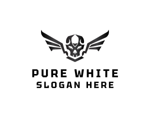 Modern Skull Wings logo design