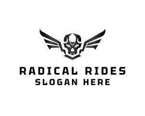 Modern Skull Wings logo design