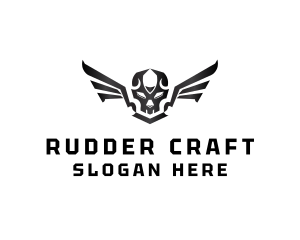 Modern Skull Wings logo design