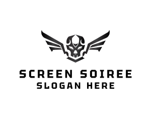 Modern Skull Wings logo design