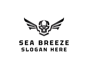 Modern Skull Wings logo design