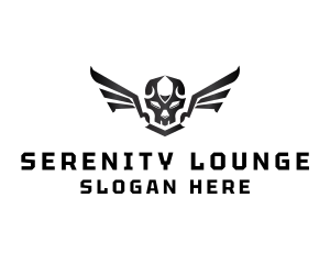 Modern Skull Wings logo design