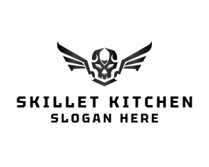 Modern Skull Wings logo design