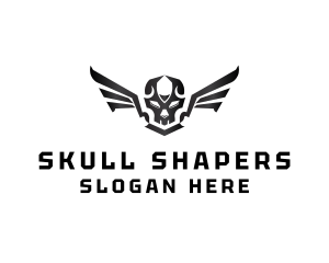 Modern Skull Wings logo design