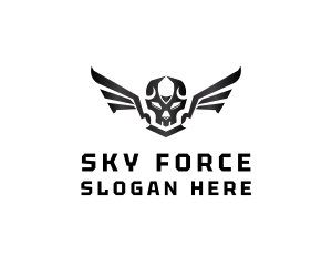 Modern Skull Wings logo