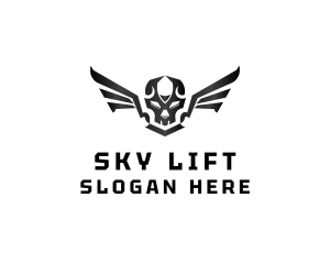 Modern Skull Wings logo design