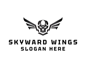 Modern Skull Wings logo design