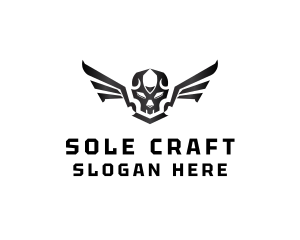 Modern Skull Wings logo design