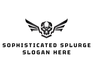 Modern Skull Wings logo design