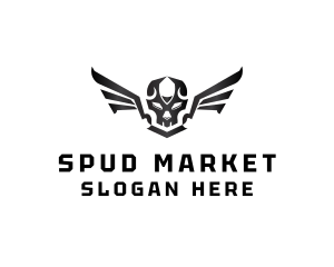 Modern Skull Wings logo design