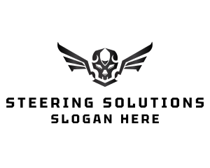 Modern Skull Wings logo design