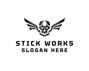 Modern Skull Wings logo design